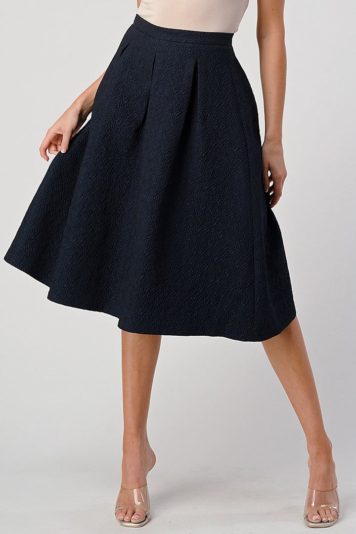 Pleated Waist Mid-Length Puffy Skirt