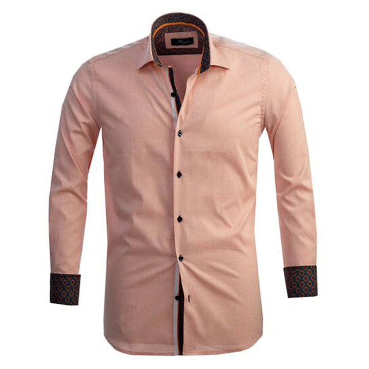 Light Orange Mens Slim Fit Designer Dress Shirt - tailored Cotton