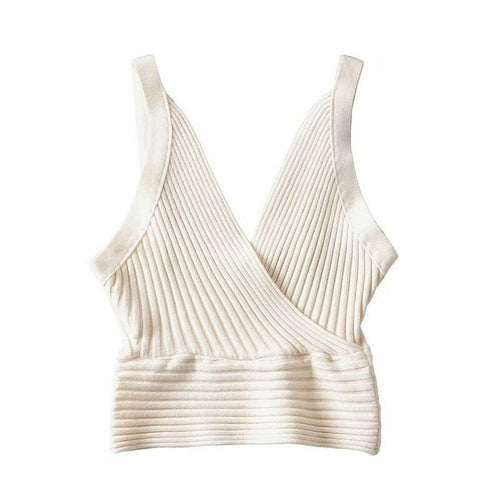 Sexy Knitted Basic Camisole Crop Top