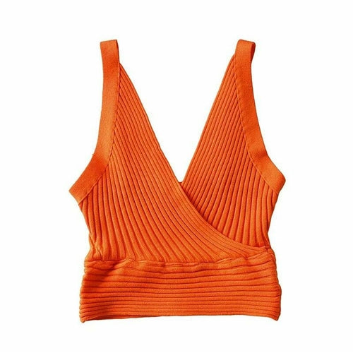 Sexy Knitted Basic Camisole Crop Top