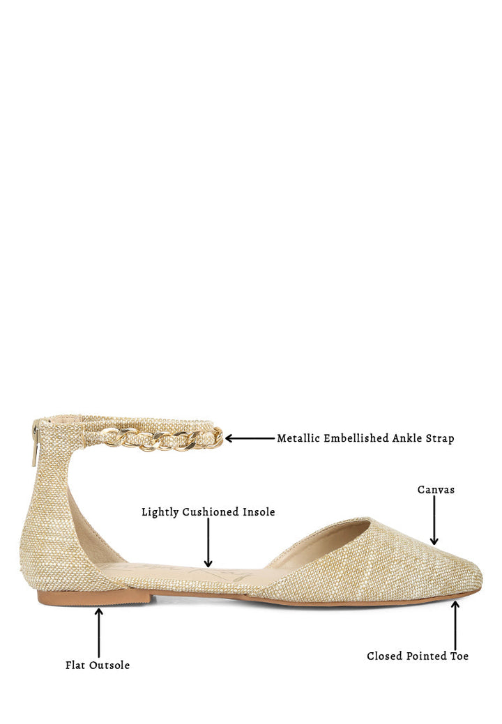 buqisi chain embellished flat sandals