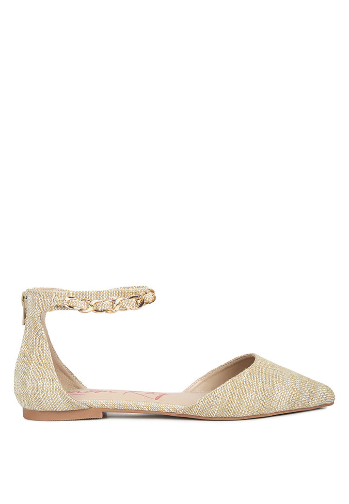 buqisi chain embellished flat sandals