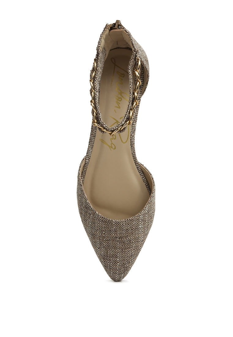 buqisi chain embellished flat sandals