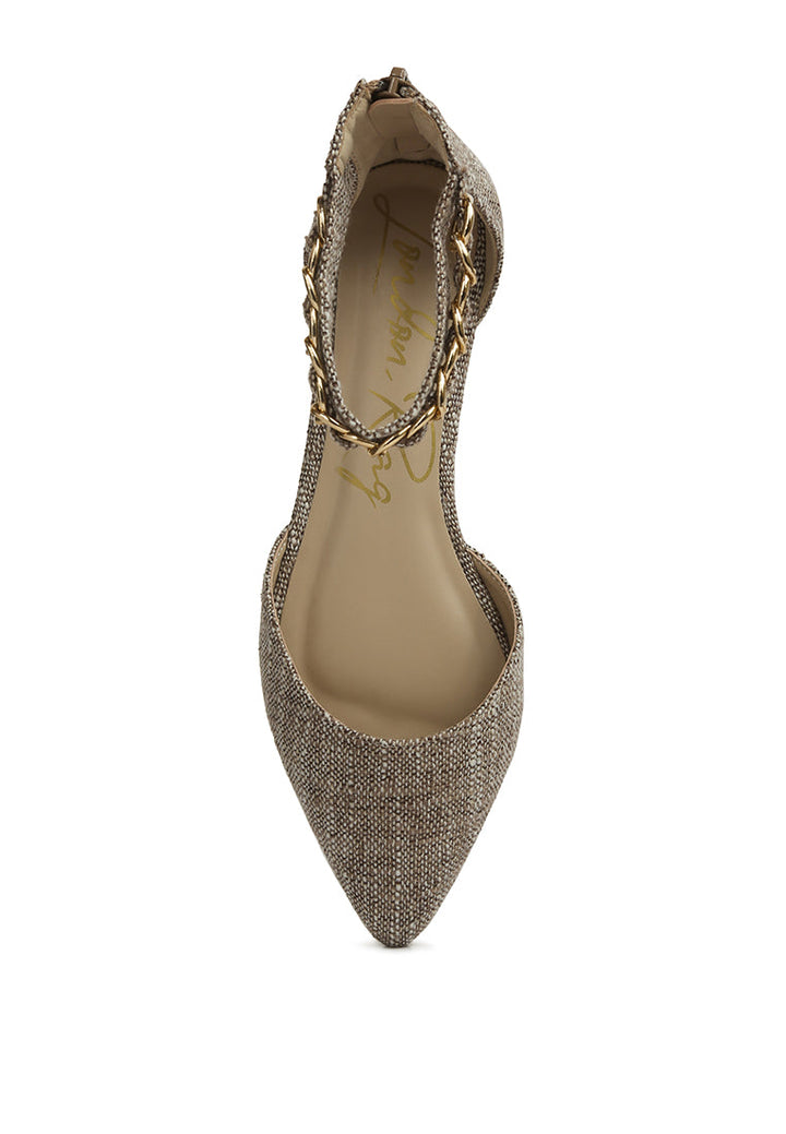 buqisi chain embellished flat sandals