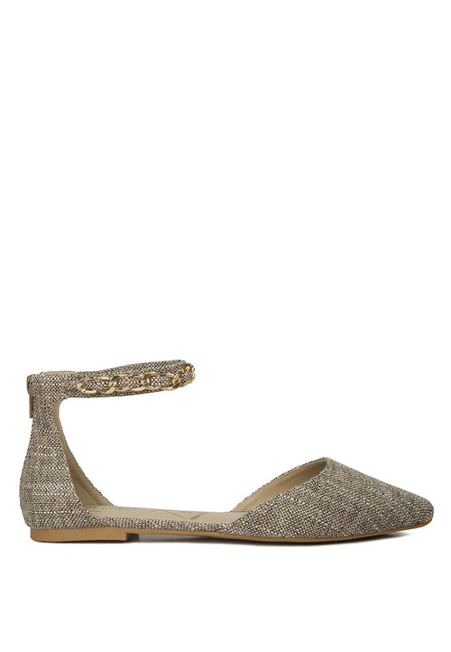 buqisi chain embellished flat sandals