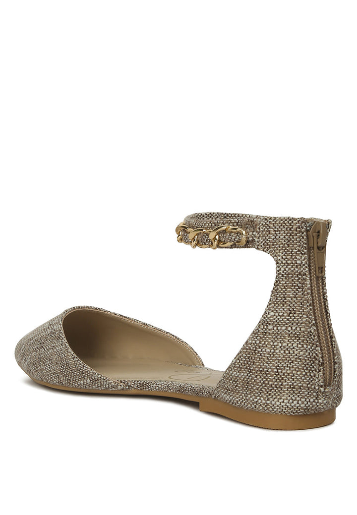 buqisi chain embellished flat sandals