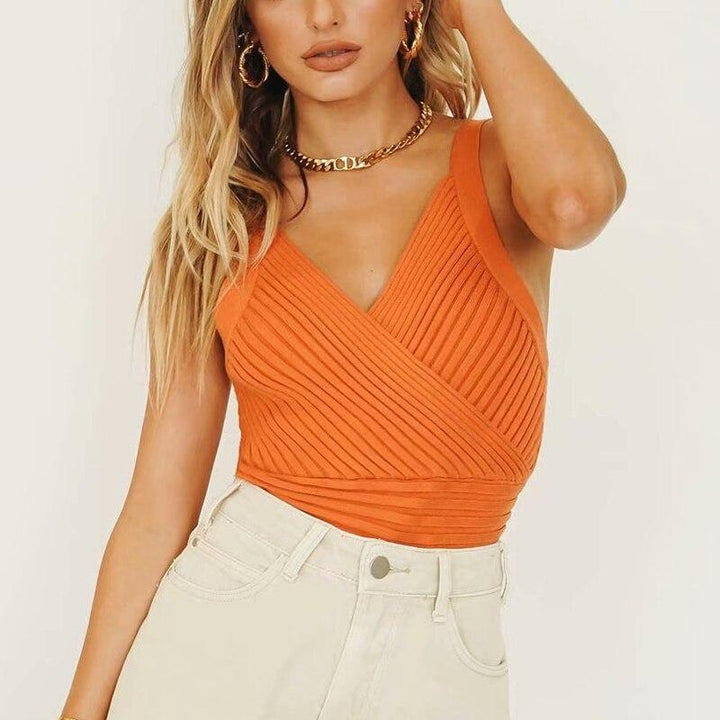 Sexy Knitted Basic Camisole Crop Top
