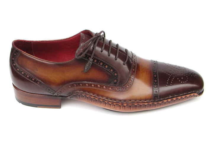 Paul Parkman Men's Captoe Oxfords Brown Hand Painted Shoes