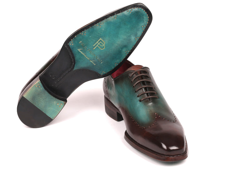 Paul Parkman Goodyear Welted Wingtip Oxfords Brown & Turquoise