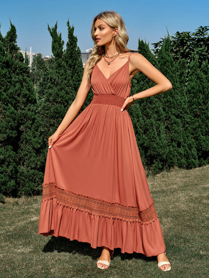 Solid Color V-neck Sleeveless Maxi Dress