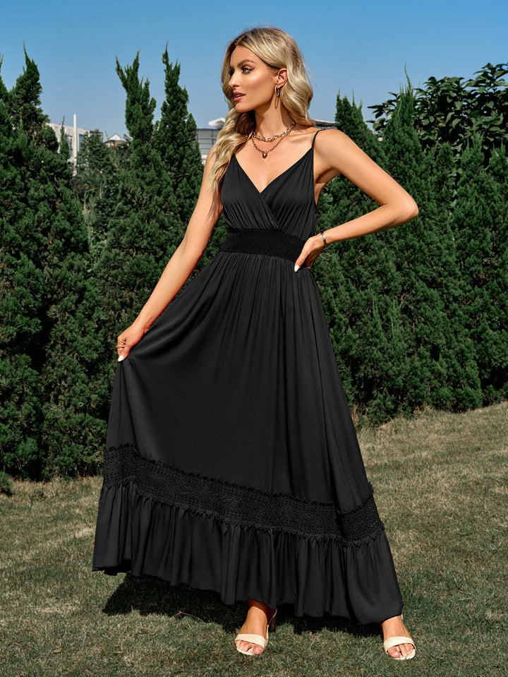 Solid Color V-neck Sleeveless Maxi Dress