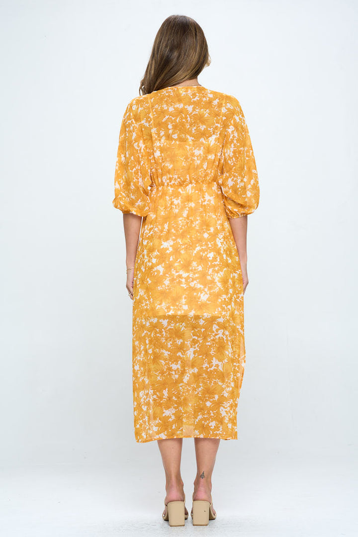 Floral Print Kimono Style Chiffon Cover Up