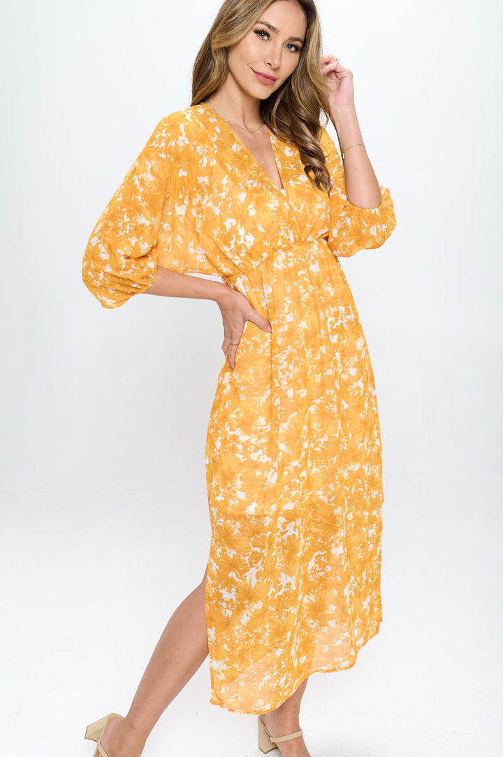 Floral Print Kimono Style Chiffon Cover Up