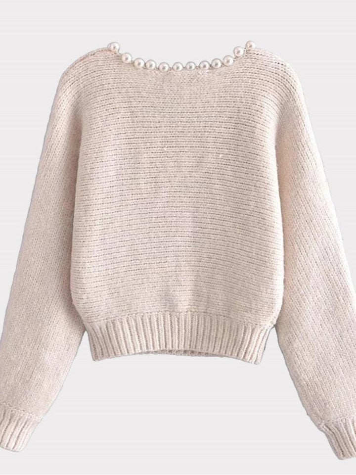 Women Faux Pearl Embellished Sweater
