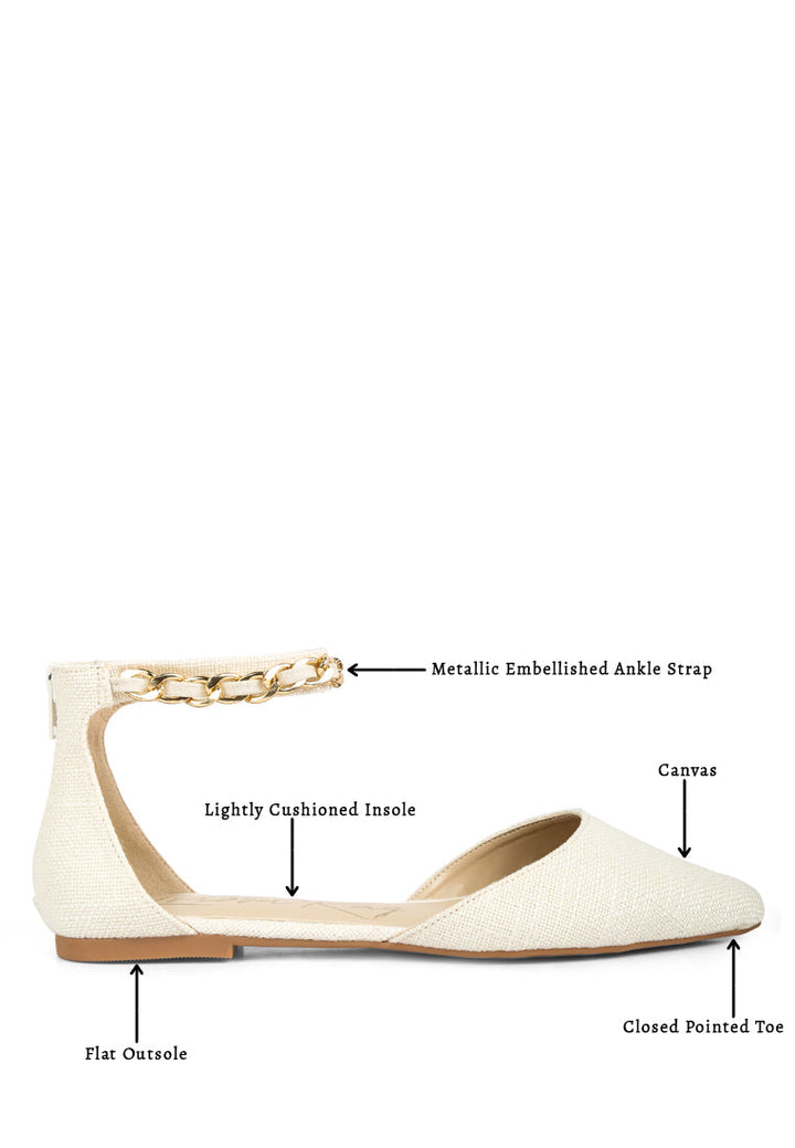 buqisi chain embellished flat sandals