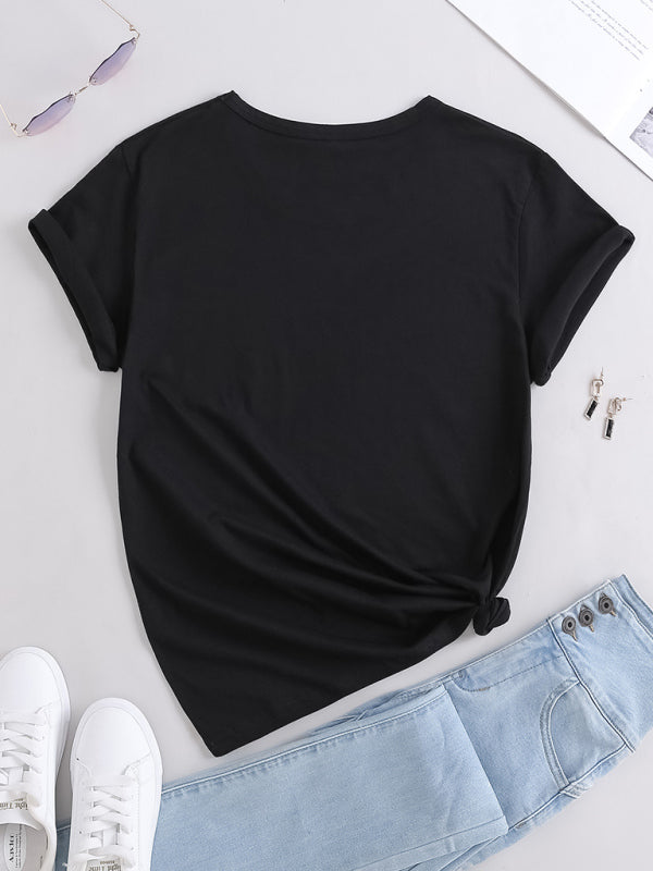 Women's American Flag Cotton Graphic Short Sleeve Tee