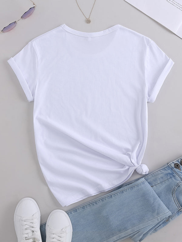 Women's American Flag Cotton Graphic Short Sleeve Tee
